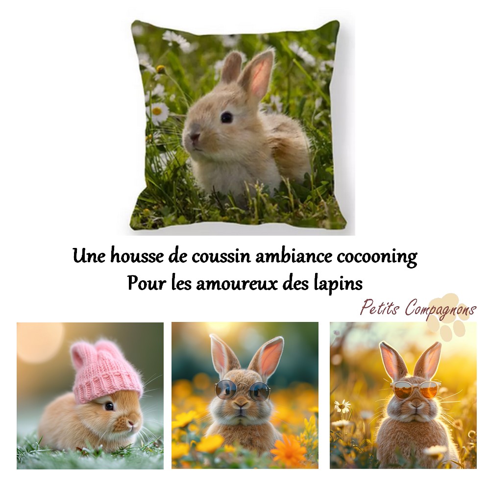 Housse de coussin lapin