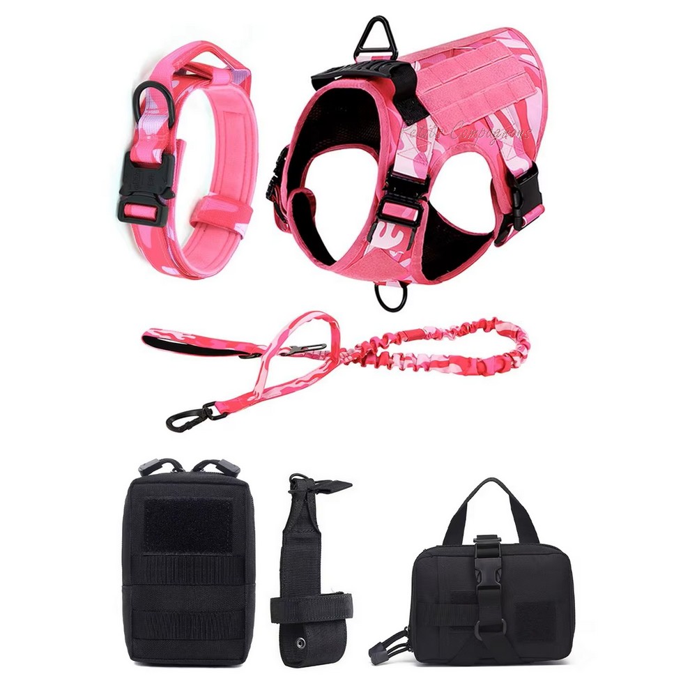 harnais-tactique-chien-rose-militaire-6-pieces