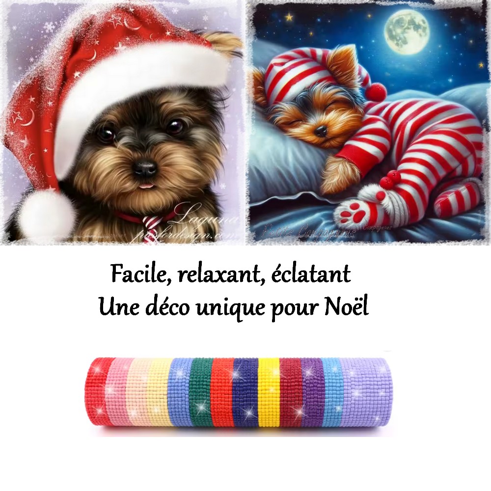 Peinture diamant - Collection Noël - Chiens