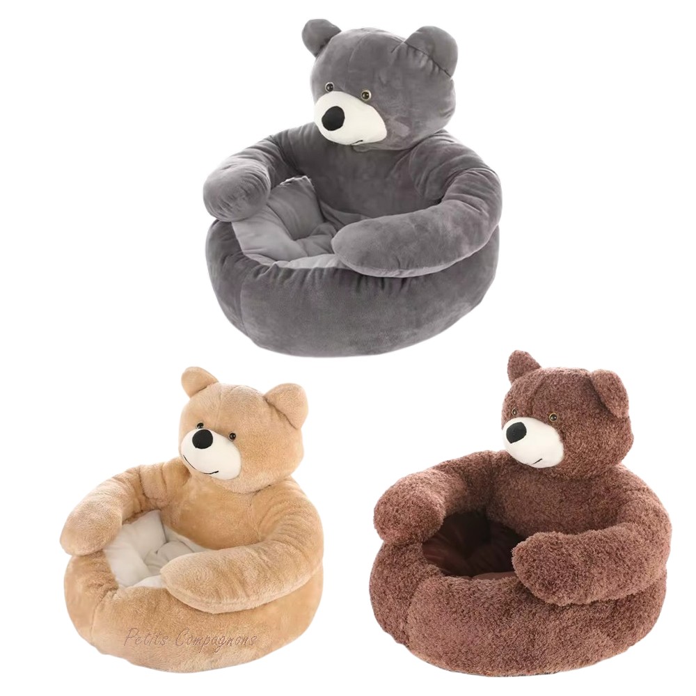 Lit rond ours en peluche