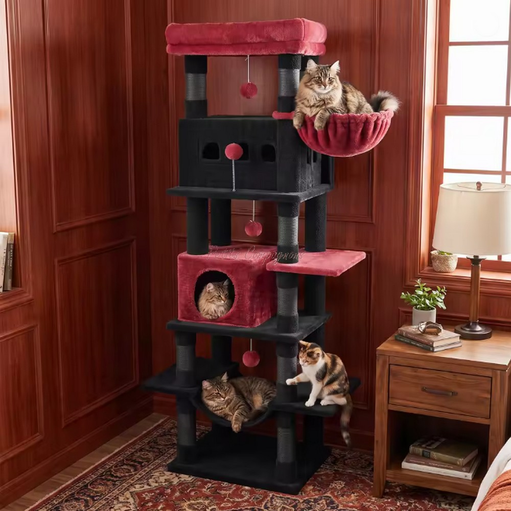 arbre-a-chat-noir-et-rouge