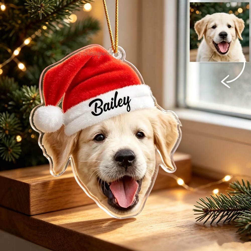 Suspension sapin - Chien et Père Noël