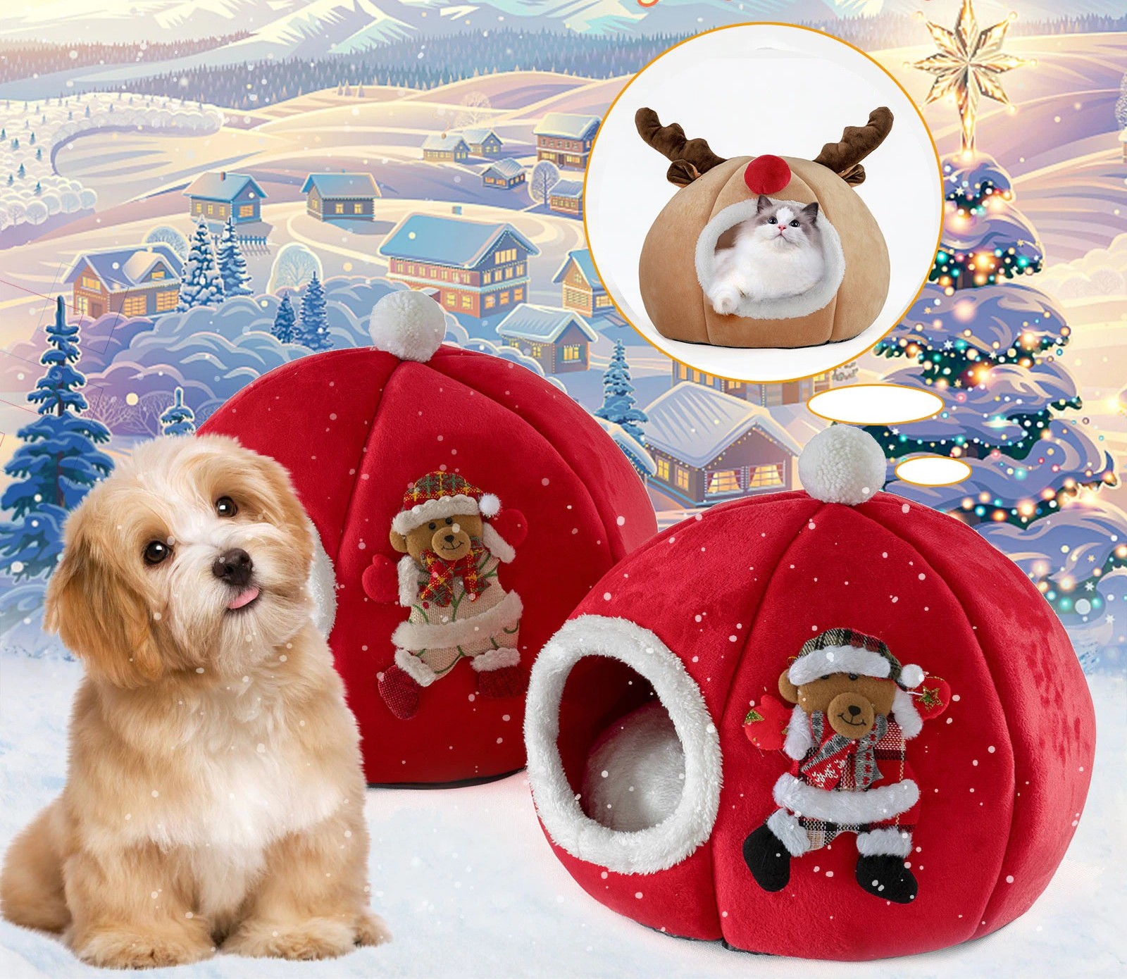 Niche De Noel Pour Chat Et Chien Petits Compagnons