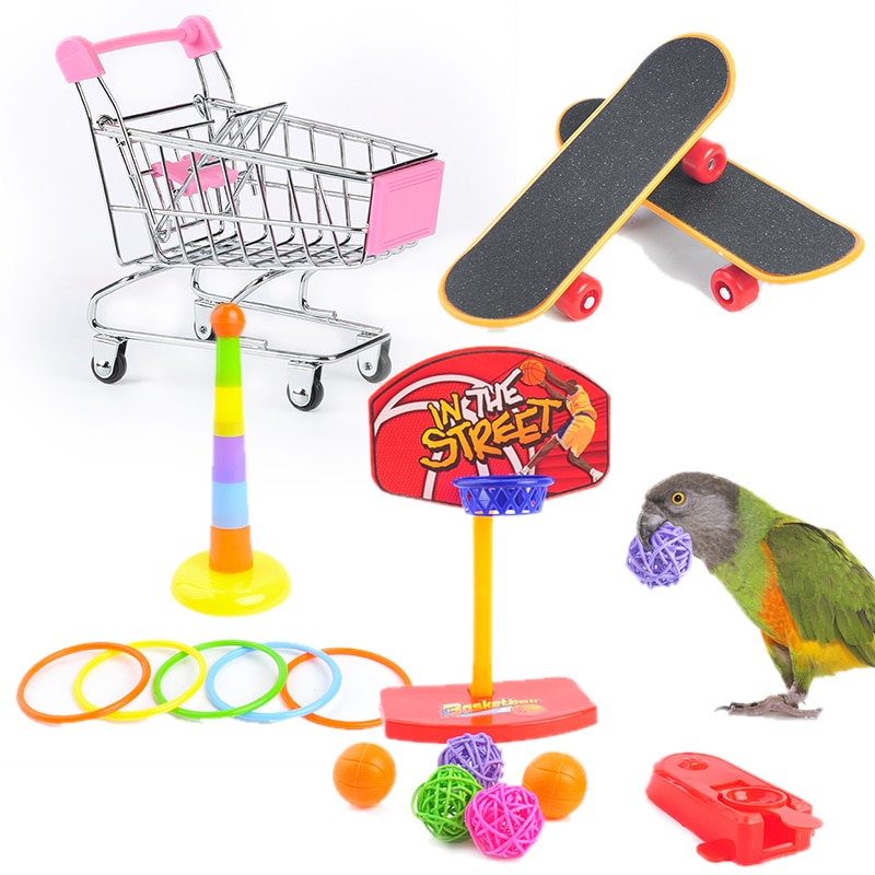 Set-jeux-pour-oiseaux-Ensemble-jeux-pour-oiseau-Jouet-intelligence-pour-oiseau-Caddie-pour-oiseau-Skateboard-pour-oiseau
