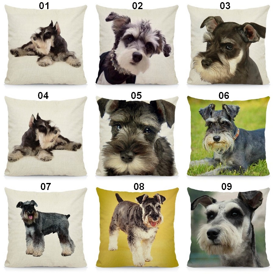 Coussin-chien-Housse-coussin-chien-Coussin-schnauzer-Coussin-motif-chien