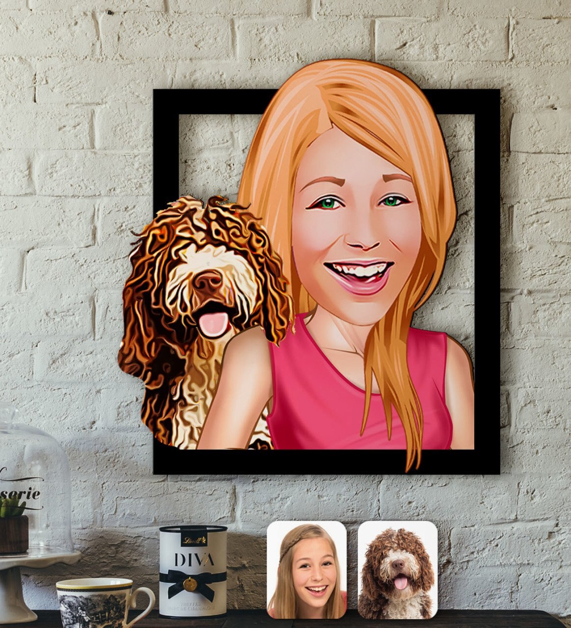 Caricature-personnalisee-Photo-en-caricature-Tableau-caricature-photo-Peinture-personnalisee-caricature-Caricature-photo-personnalise-chien