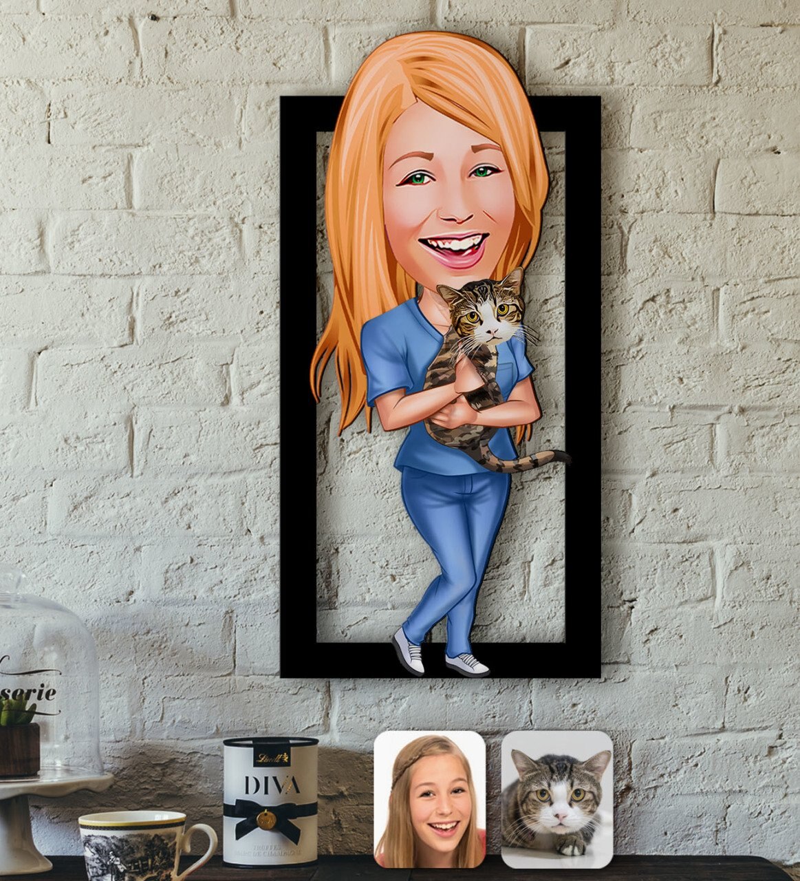 Caricature-personnalisee-Photo-en-caricature-Tableau-caricature-photo-Peinture-personnalisee-caricature-Caricature-photo-personnalise-chat