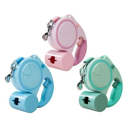 Laisse-enrouleur-avec-distributeur-sac-a-crotte-et-lampe-led-Longe-retractable-led-avec-distributeur-sacs-excrements-Laisse-a-enrouleur-lampe-torche-et distributeurs-sacs-dejections-chiens