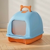 Maison-de-toilette-bleu-sans-odeurs-pour-chat-Maison-de-toilette-avec-marche-pour-chat-bleu
