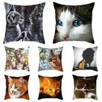 Housse-coussin-imprime-chats-Oreiller-motif-chat-mignon-Housse-personnalisee-chat