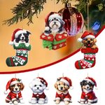 Decoration-originale-noel-motif-chiens-Suspension-sapin-noel-imprime-chien-Ornement-decoratif-noel-chien