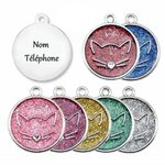 Medaille-pailletee-pour-chat-gravee-Porte-cles-chat-chic-personnalisable-Medaille-identification-chat-personnalisee