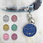 Medaille-pailletee-pour-chat-gravee-Porte-cles-chat-chic-personnalisable-Medaille-identification-chat-personnalisee