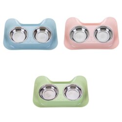 Gamelle Double Pour Petit Chien/chat/rongeur - 2 Compartiments Croquettes Et Eau, 24x12x4 Cm | Plastique Léger