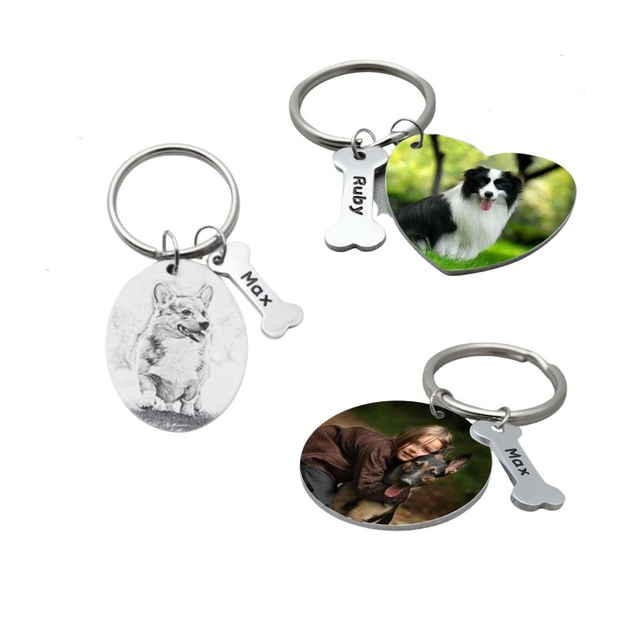 Porte clés famille personnalisable avec prénom du père, de la mère, du chien