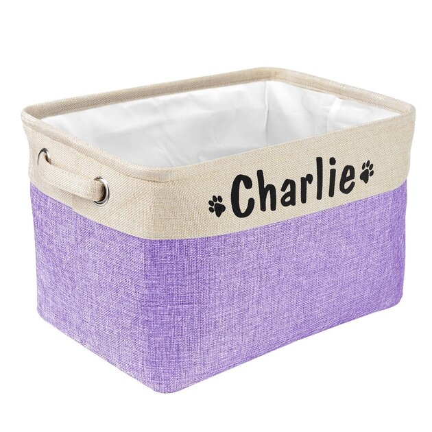 Panier à jouets pour chien et chat - Boîte pliable pour animaux de compagnie - Paniers de rangement personnalisés pour vêtements et accessoires pour animaux de compagnie (gris, M 34 x 25