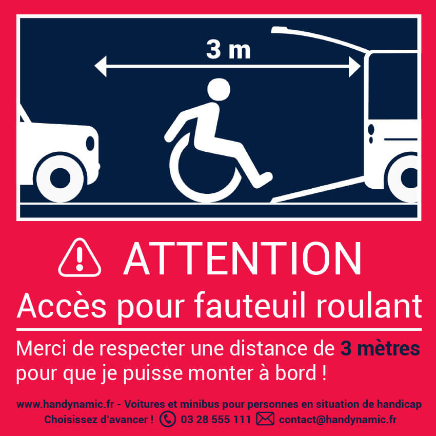 Autocollant attention fauteuil roulant grande taille