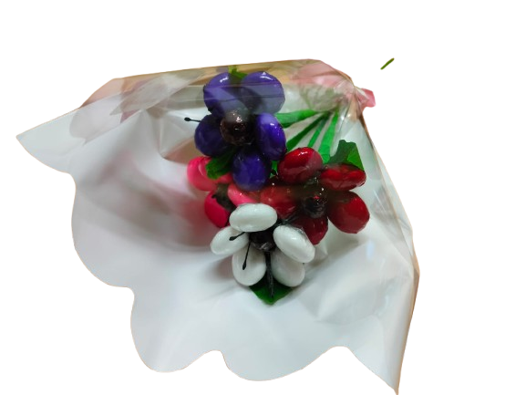 Bouquet Saint Valentin anémones dragées chocolat