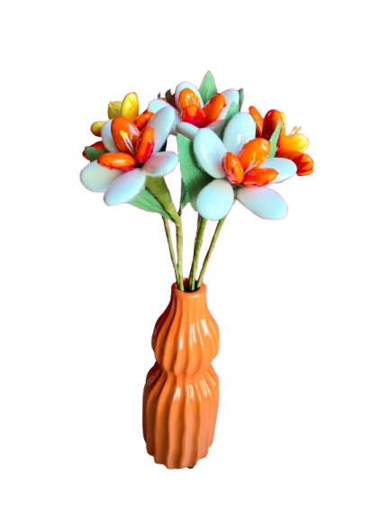 Vase céramique bouquet jonquilles dragées chocolat