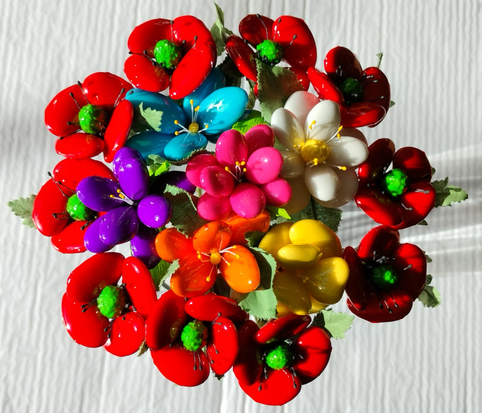 Vase bouquet couronne coquelicots dragées chocolat 1