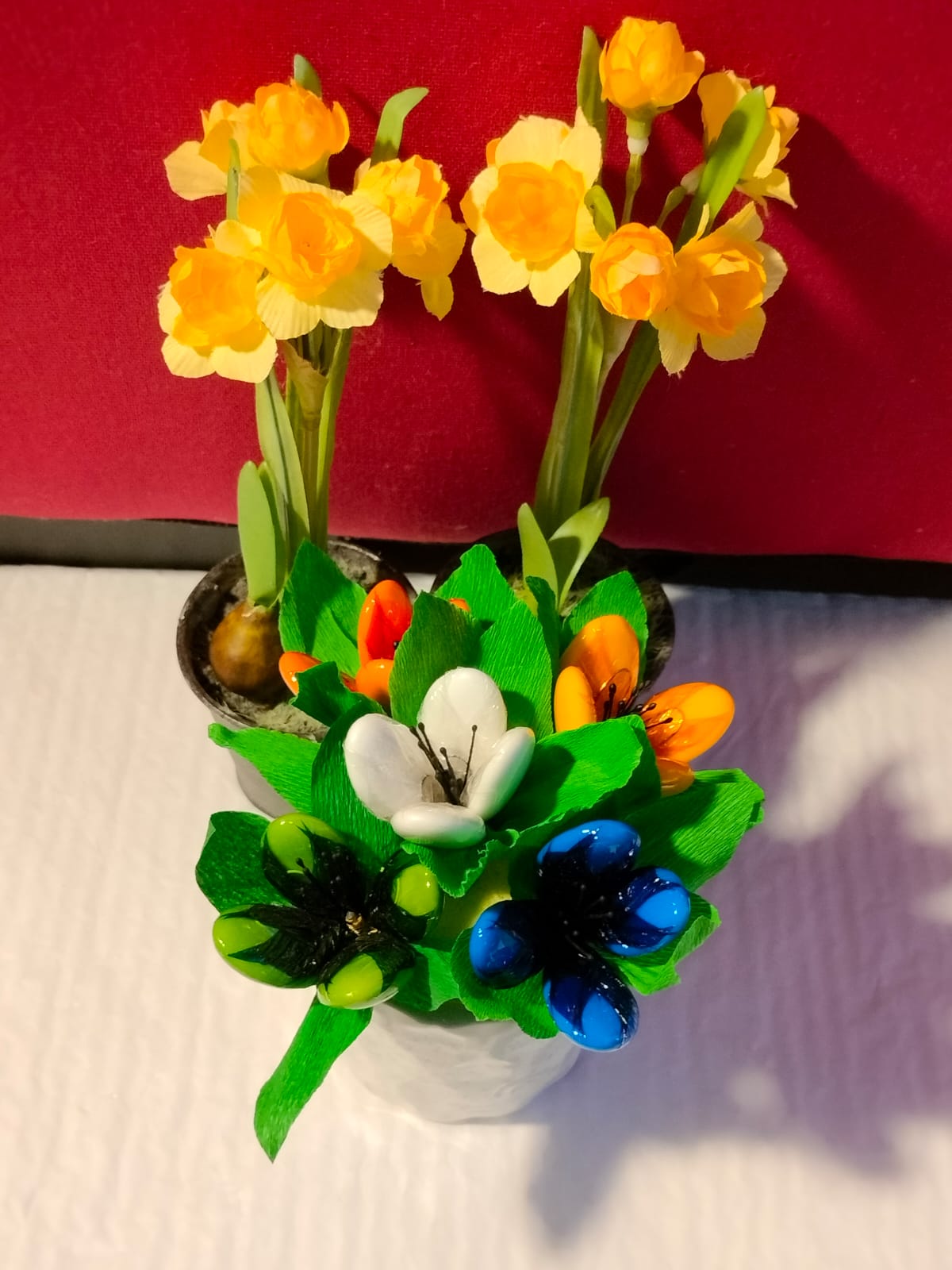 Vase moucheté bouquet tulipes dragées chocolat 4