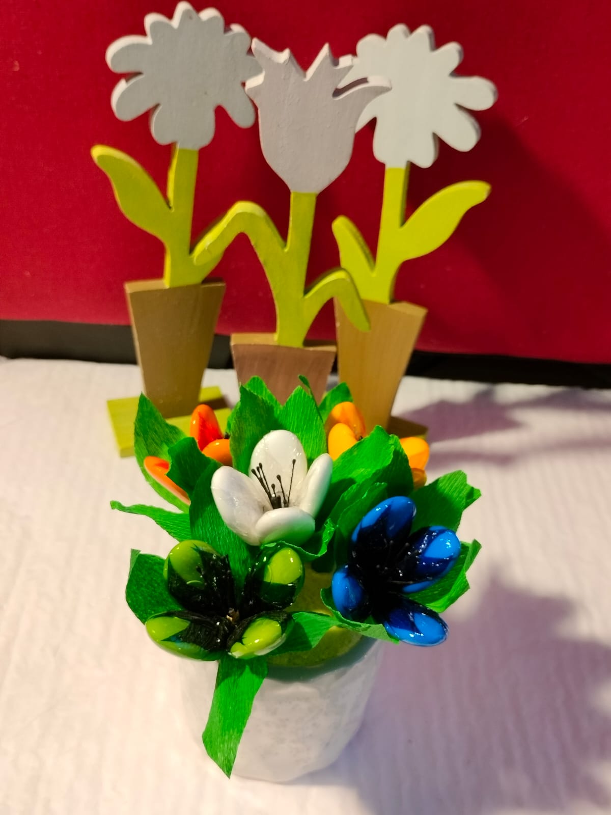 Vase moucheté bouquet tulipes dragées chocolat 3