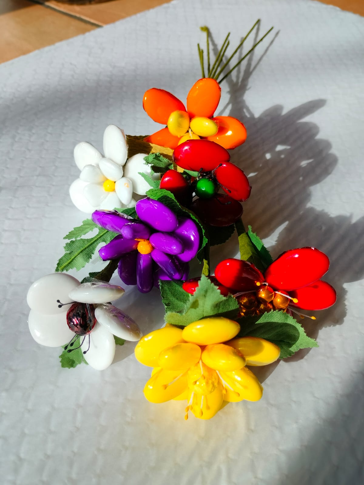 Vase tulipe rose bouquet fleurs dragées chocolat 3