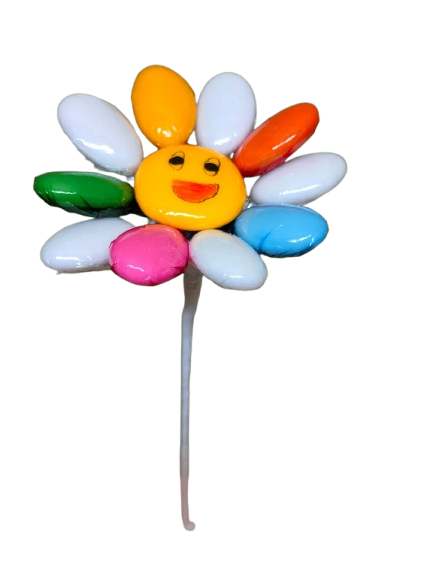 Fleur Smiley blanc multicolore dragées chocolat 1
