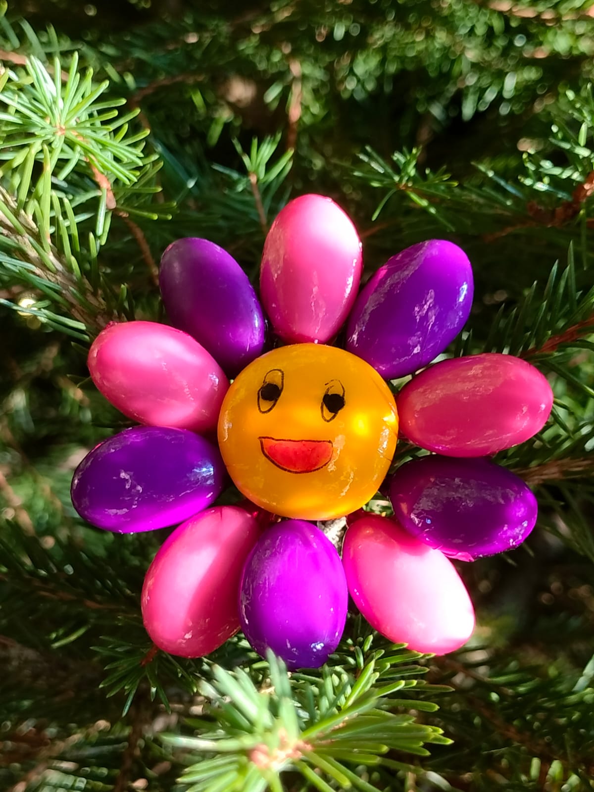 Fleur Smiley rose violet dragées chocolat 7