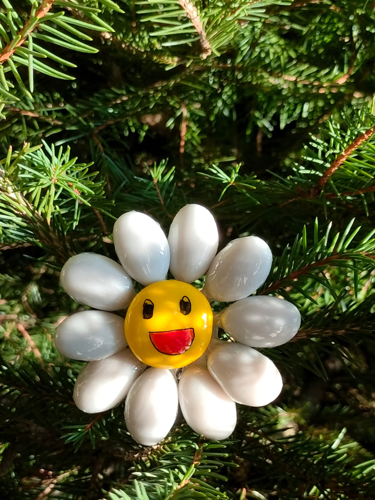Fleur Smiley blanc dragées chocolat 7