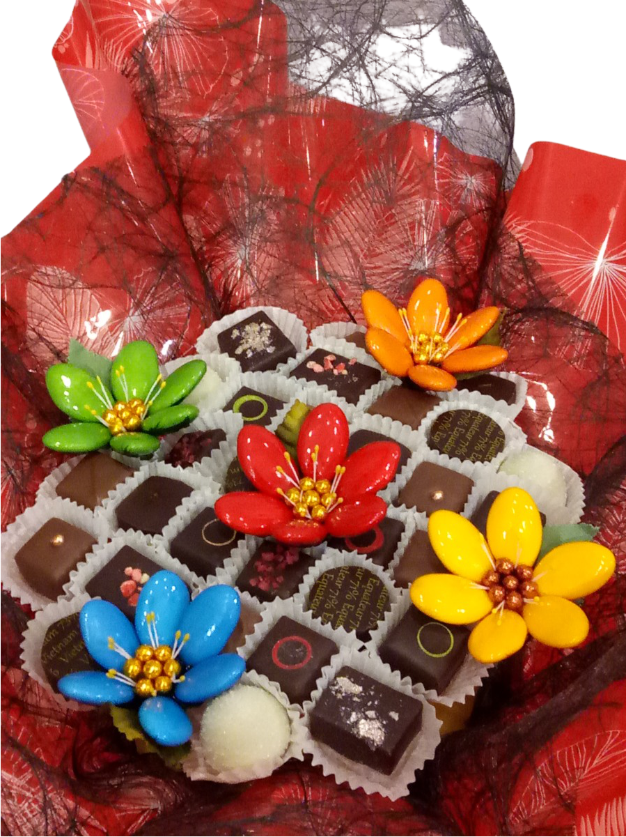 Fleurs-Thés en chocolat | Bouquet festif chocolats et dragées