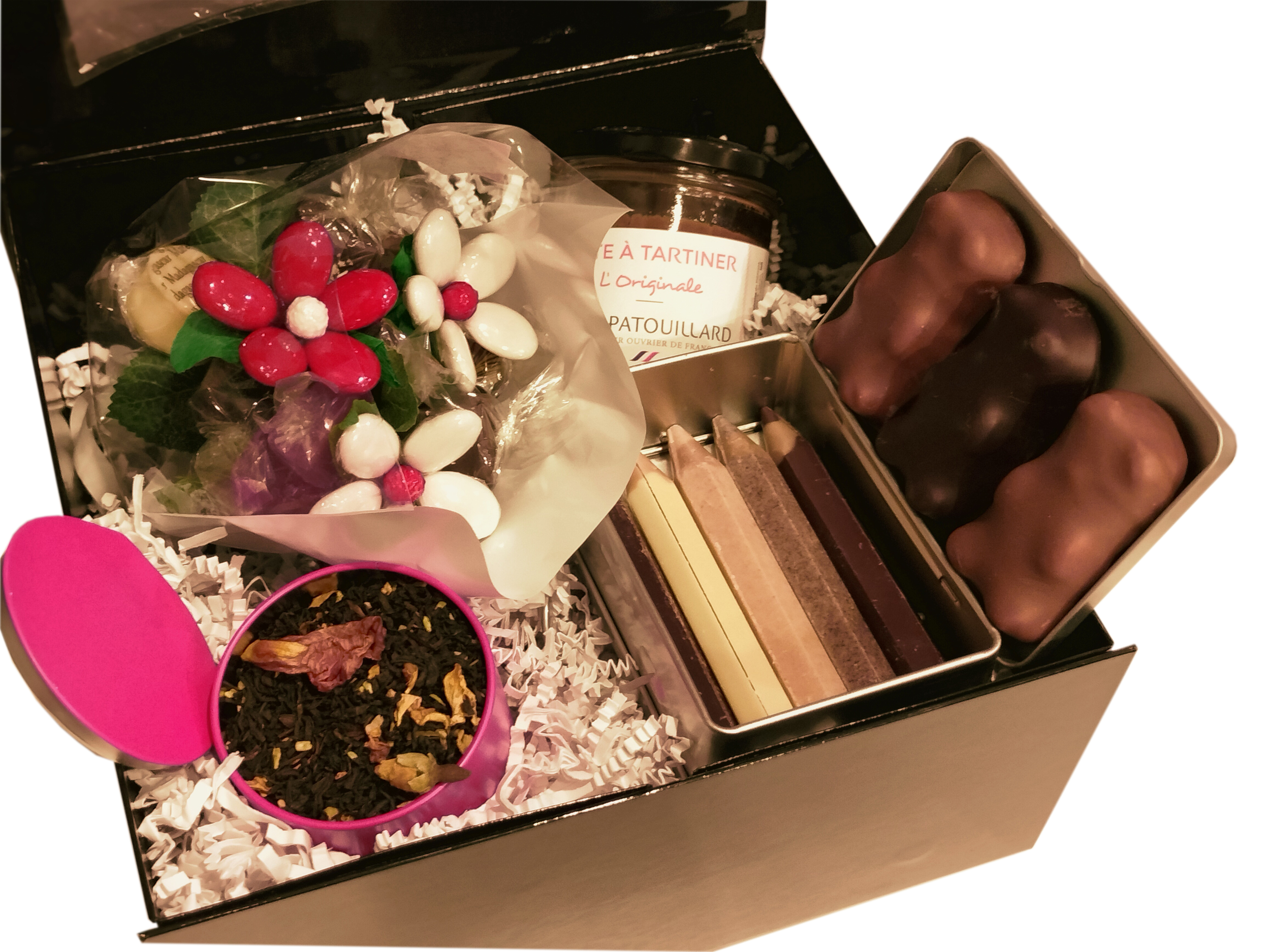 Box douce folie fleurs fleurs thé chocolats