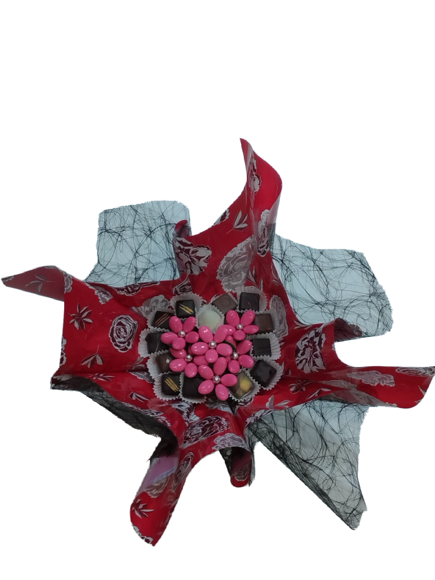 Bouquet chocolat coeur rose