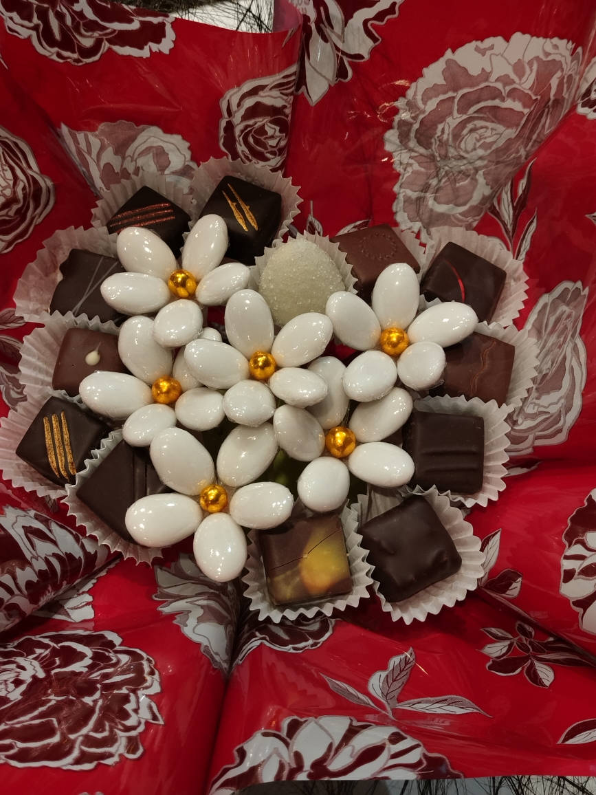 Bouquet chocolat coeur blanc