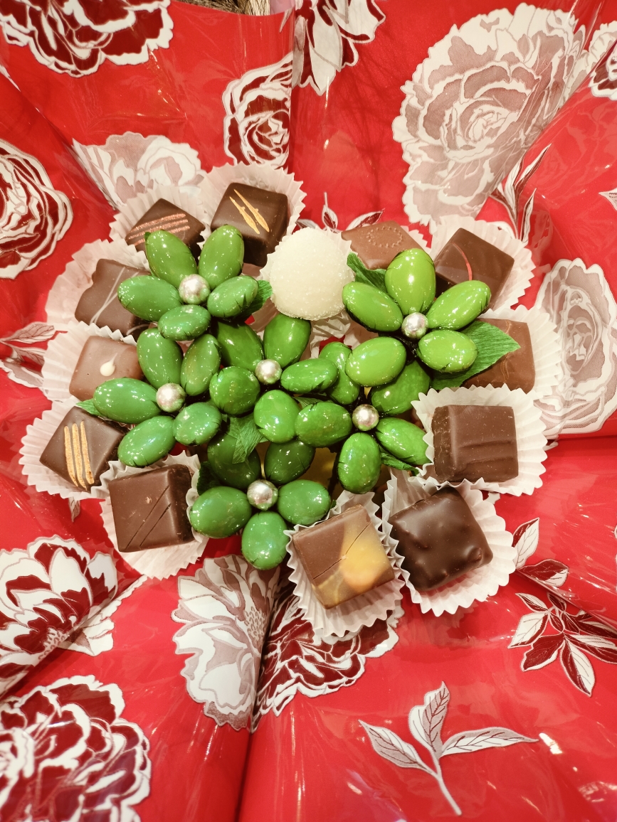 Bouquet chocolat coeur vert