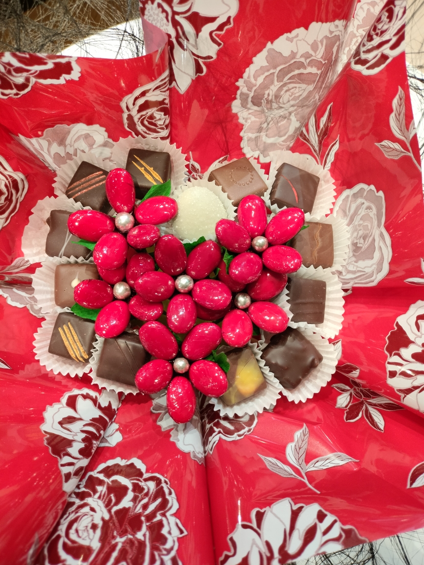 Bouquet chocolat coeur rouge