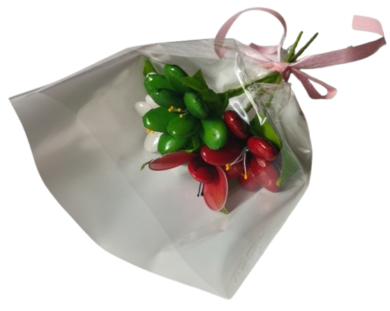 Mini bouquet Noël 3 frésias coccinelle dragées chocolat