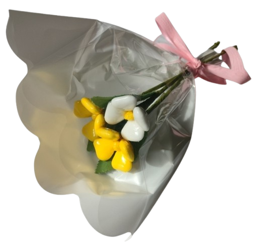 Mini bouquet 3 primeveres dragées chocolat 21g