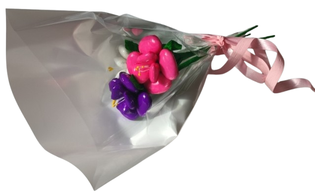Mini bouquet 3 roses dragées chocolat 35g