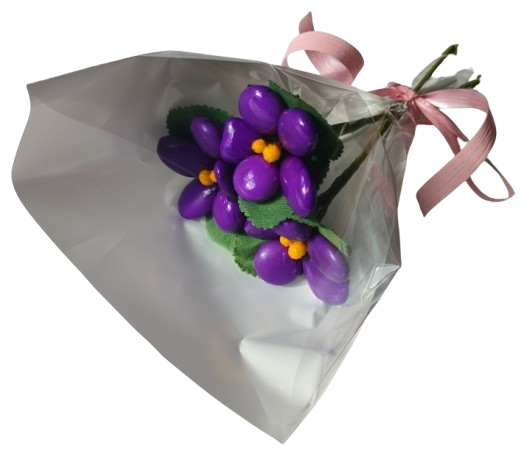 Mini bouquet 3 violettes dragées chocolat 30g