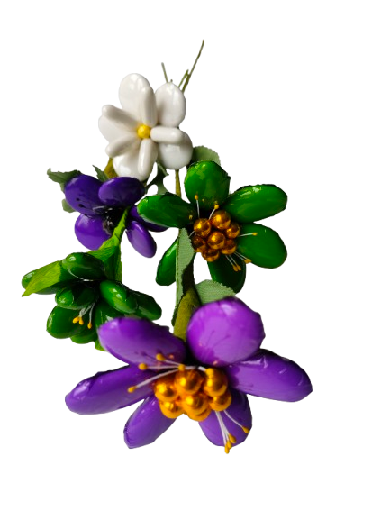 Bouquet vert violet dragées chocolat 4