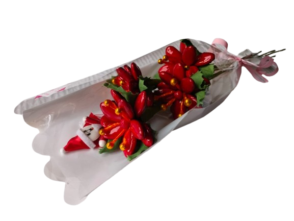 Bouquet étoiles et Père Noël dragées chocolat emballé
