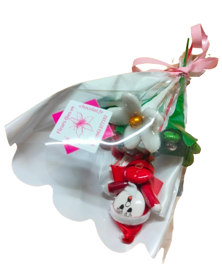 Bouquet Pere Noel et marguerite dragées chocolat
