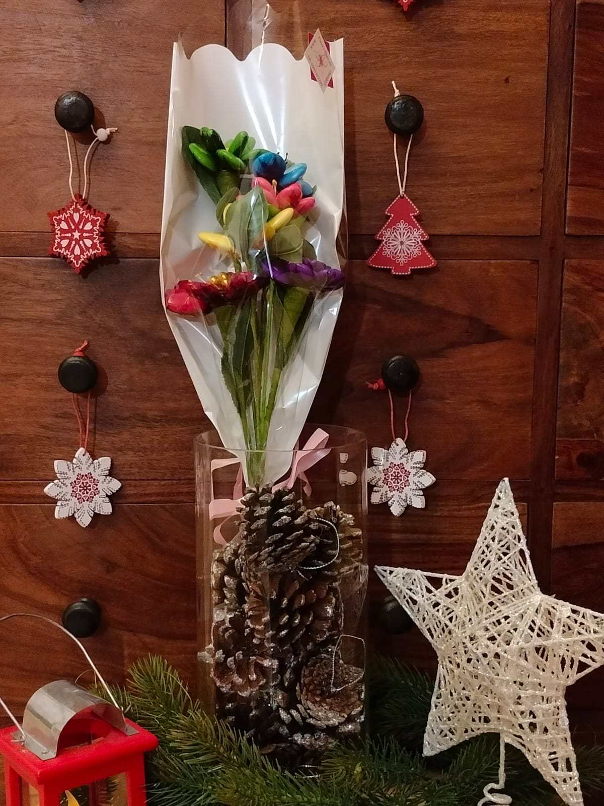 Bouquet multicolore dragées chocolat 2