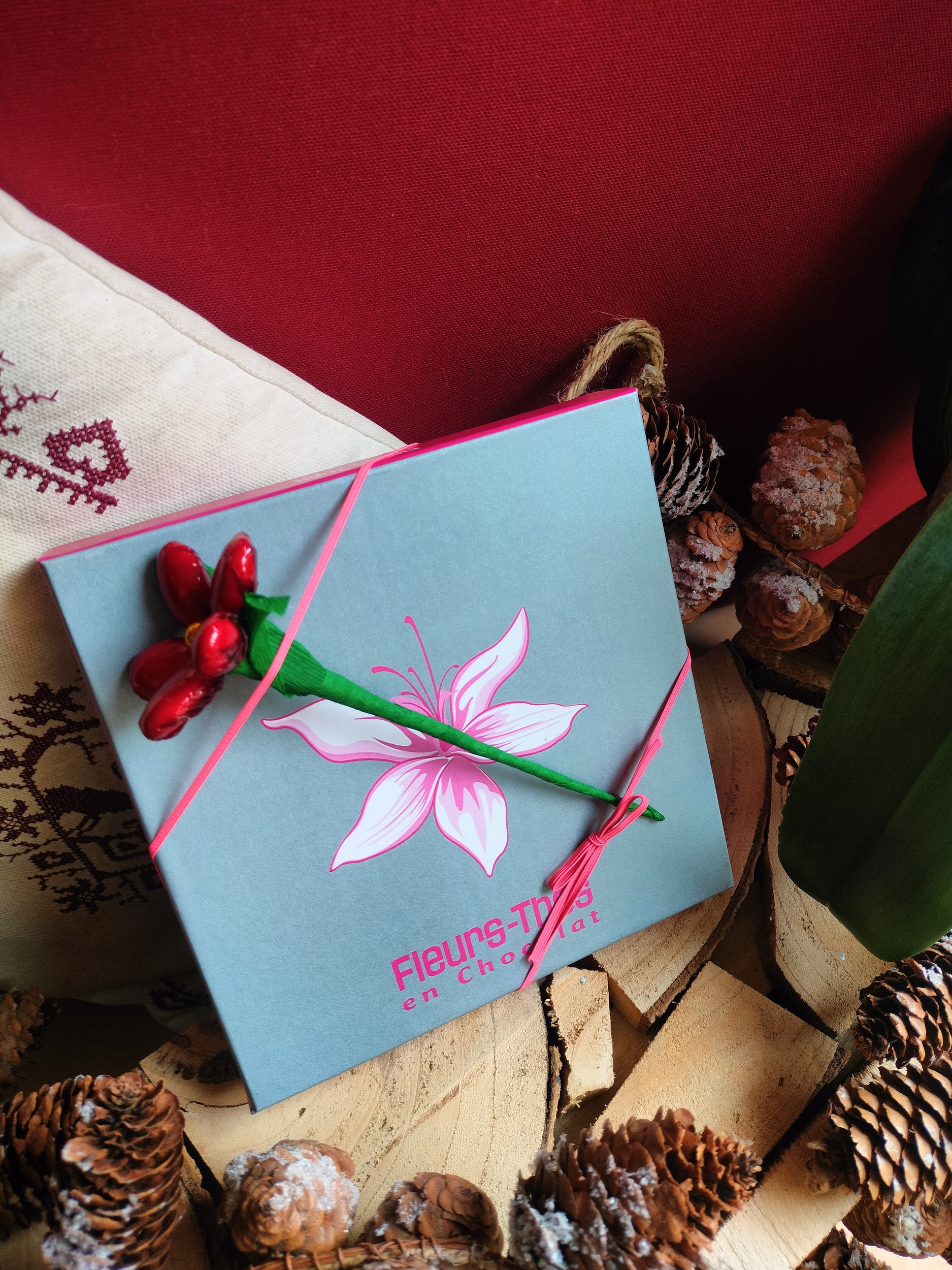 Ecrin chocolats et marguerite de Noël fermé V3