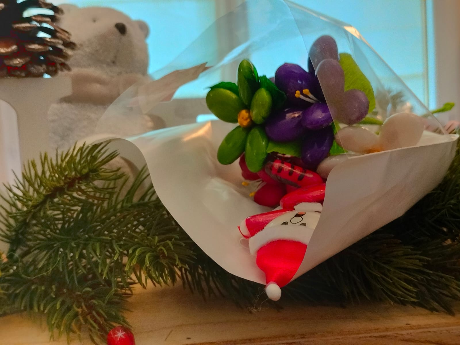 Bouquet Père Noel joyeux dragées chocolat 5