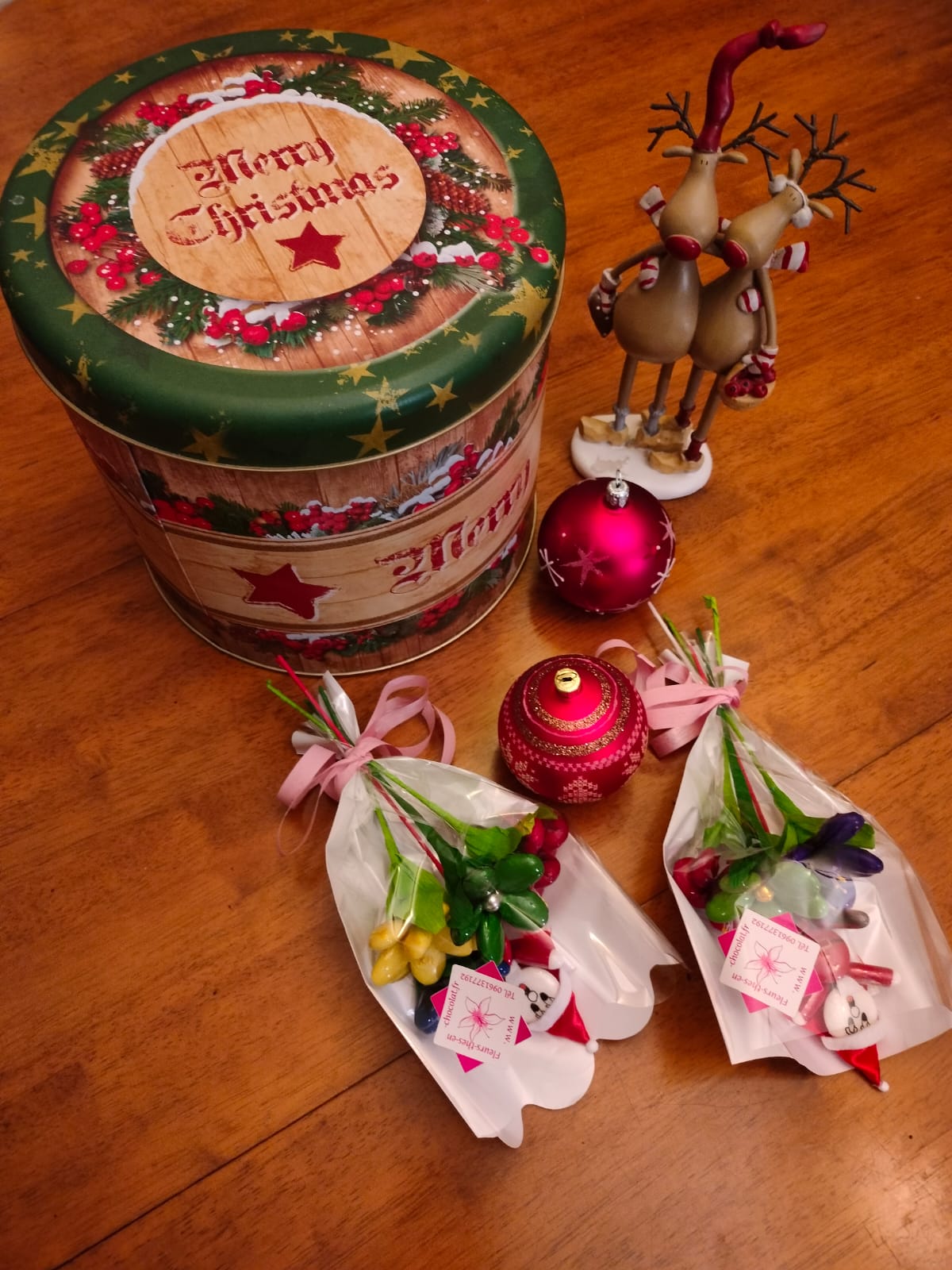 Bouquet Père Noel joyeux dragées chocolat 3