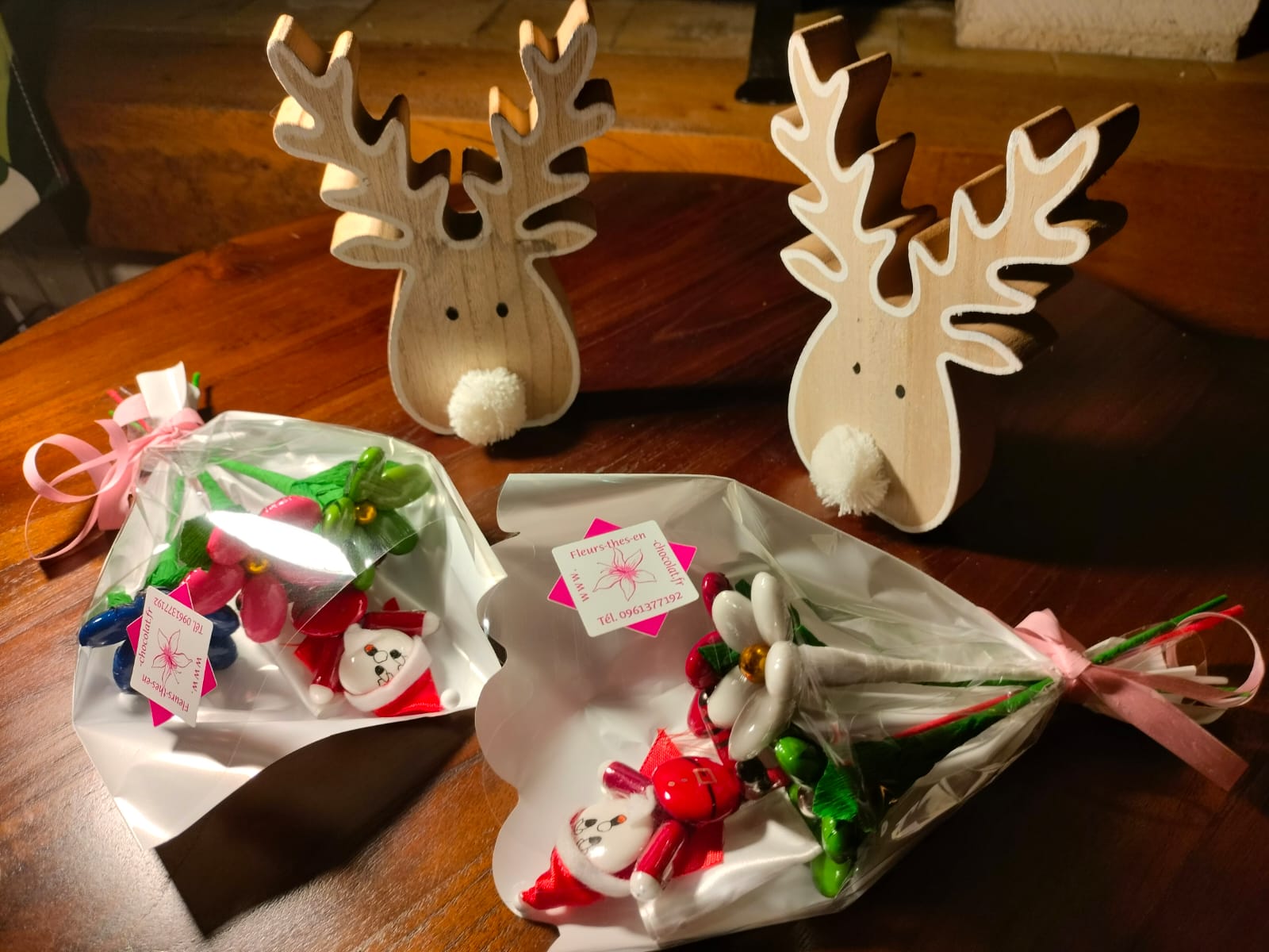 Bouquet Pere Noel et marguerites dragées chocolat 4