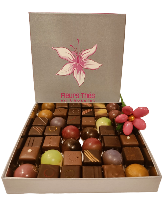 Ecrin de chocolats et fleur de dragées