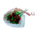 Bouquet Saint Valentin tulipes rouges dragées chocolats